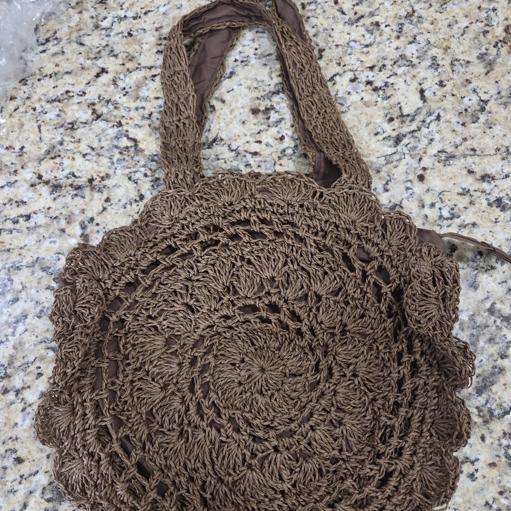 Brown Woven Tote Bag